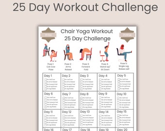 25 Day Chair Exercises Challenge | Workout Digital | Reshape Summer Body | 10 min Full Body Exercise Guide | Chair Workout | PDF | A4