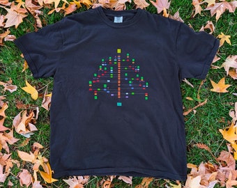 Camiseta navideña Node-Tree, camiseta unisex de tejido pesado teñida con prendas, divertida y fea para las fiestas, para editores, desarrolladores, secuencias de comandos visuales y efectos visuales