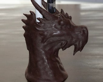 Busto de dragón con impresión 3D, escultura, juguete de escritorio, portalápices, mesa D&D