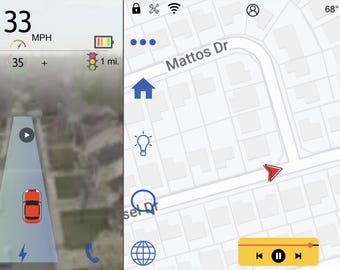 Superposición de pantalla de GPS para automóvil Plantilla Canva Pantalla HUD animada personalizable, elemento de gráficos en movimiento VFX, mapas de navegación, de arriba hacia abajo