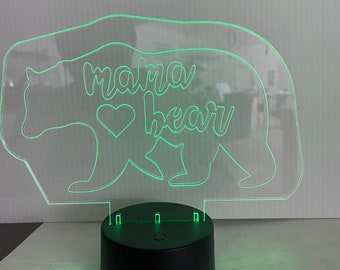 Figure in acrilico con luce notturna 3D LED personalizzate Mama Bear