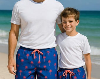2 x Pairs of Matching Adults and Kids Swimming Shorts - Free Postage