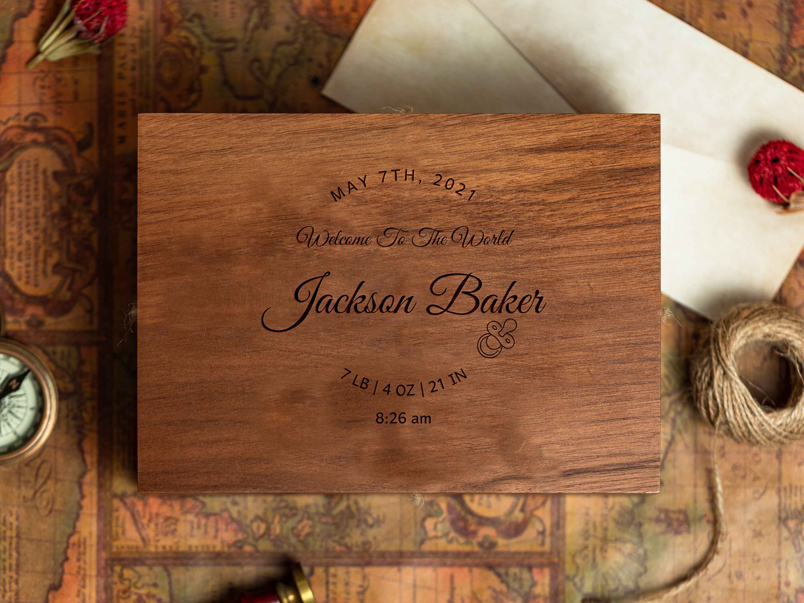 Baby Keepsakes, Beautiful Wooden Memory Box, Baby Memory, Engraved Baby