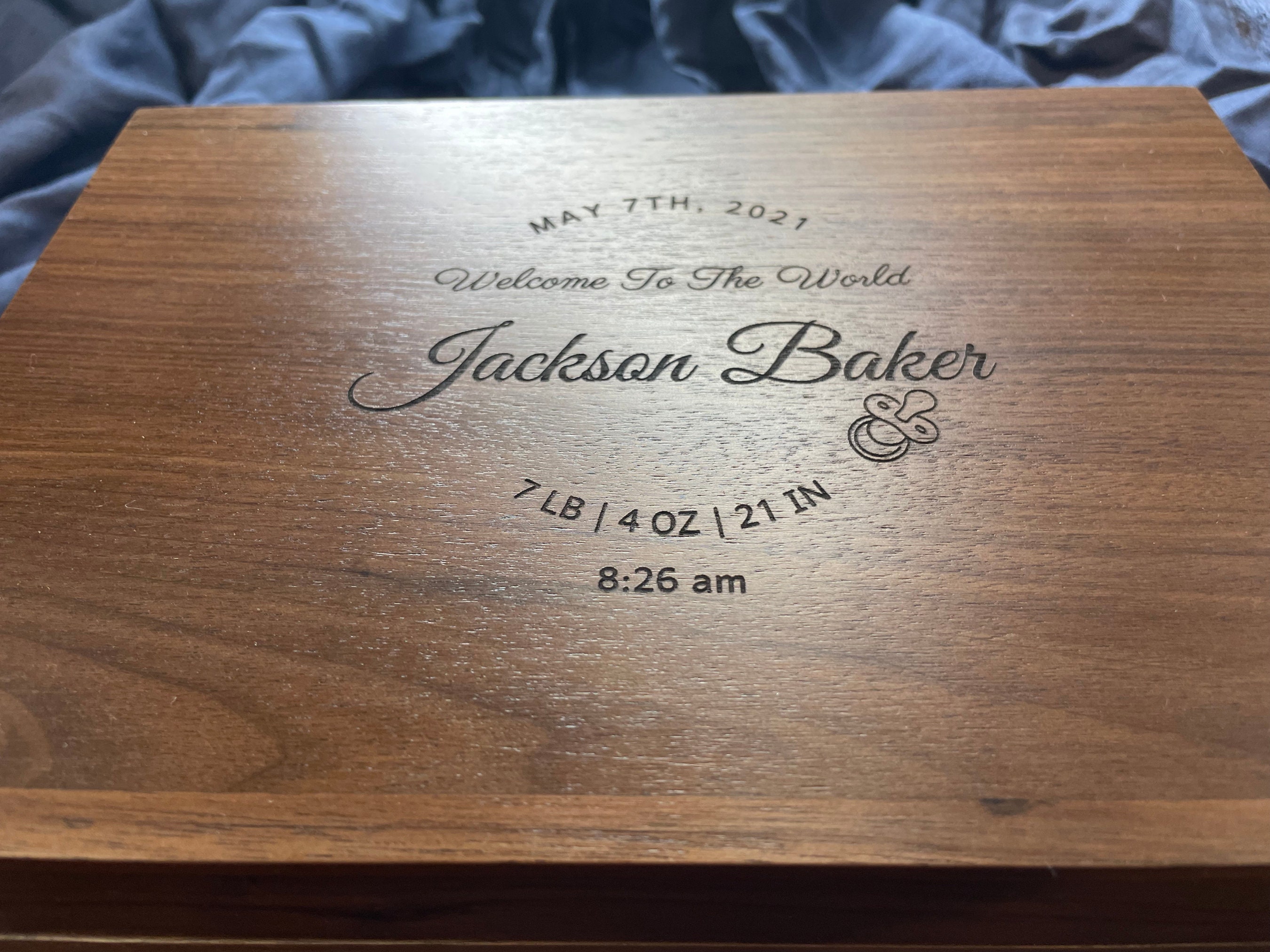Baby Keepsakes, Beautiful Wooden Memory Box, Baby Memory, Engraved Baby