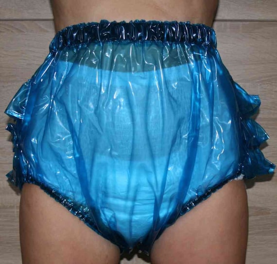 PVC Windelhose Gummihose mit Rüschen blau transparent -  Österreich