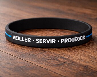 Bracelet NOIR silicone VEILLER SERVIR P