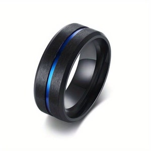 Blue line steel ring image 1
