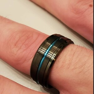 Blue line steel ring image 5