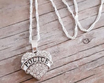 Łańcuszek ze srebra 925 z policyjnym sercem