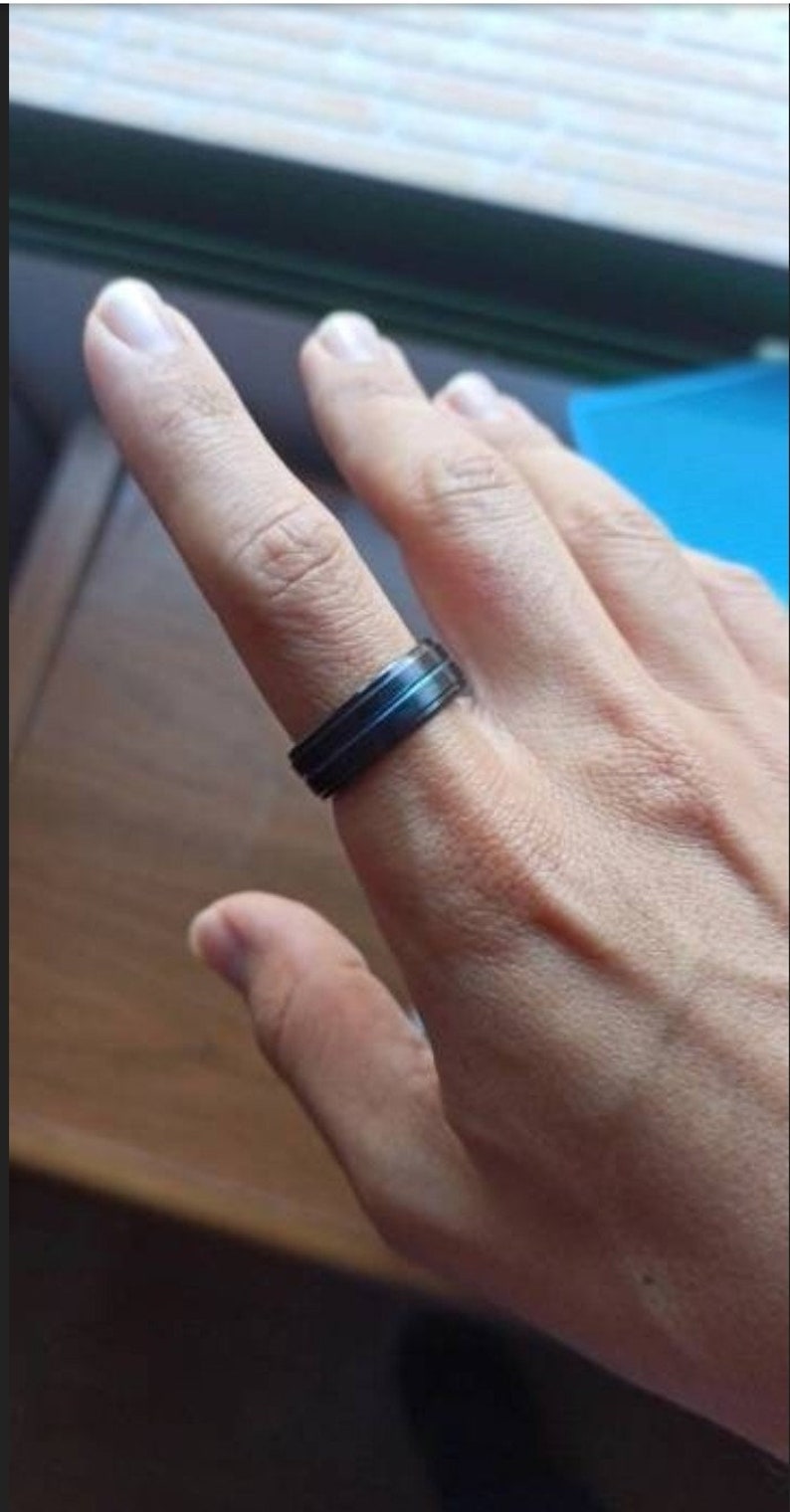 Blue line steel ring image 6