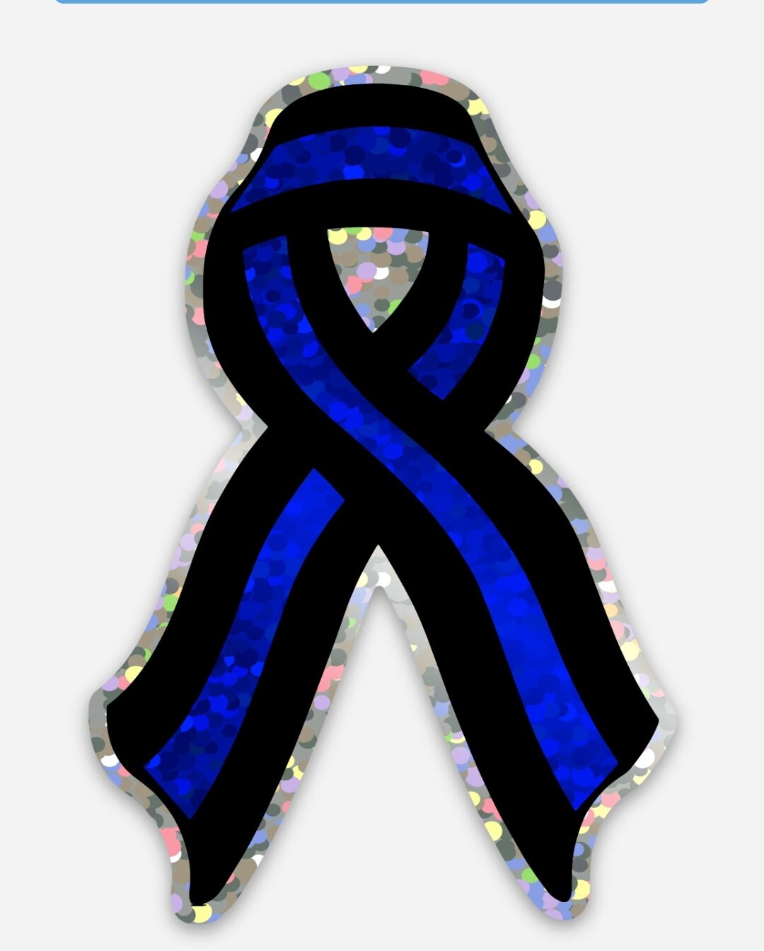 Blue Ribbon Memory Blue Line Memory Ribbon Glitter Vinyl Sticker - Etsy