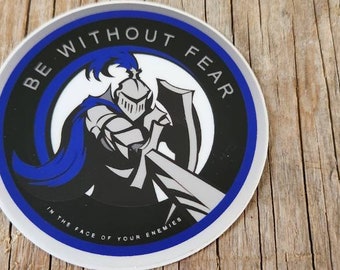 Blue line knight round sticker