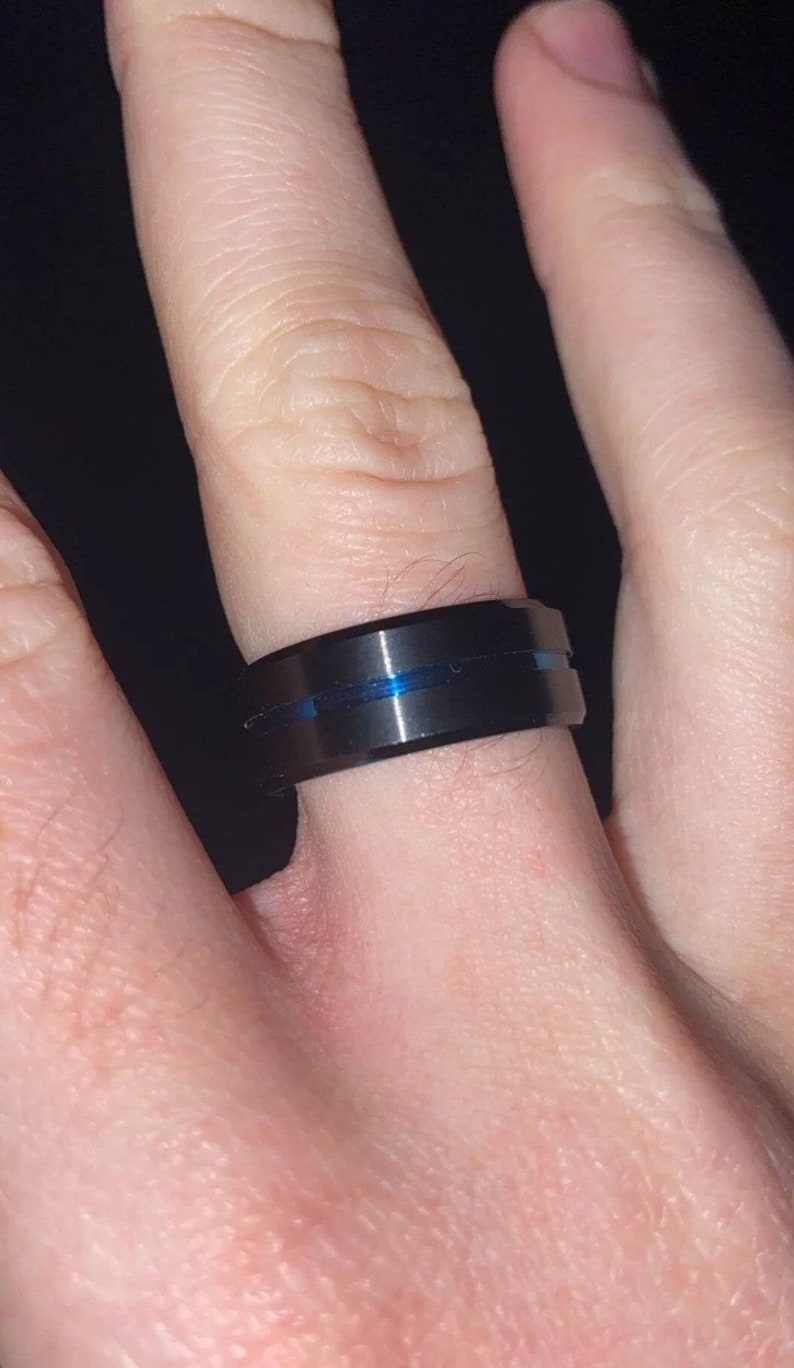 Blue line steel ring image 3