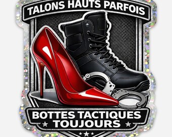 Autocollant glitters vinyle hunour policière