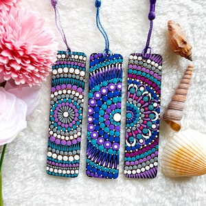 Wooden Bookmarks Set of 3 Hand Painted Mandala Bookmarks for Students ...