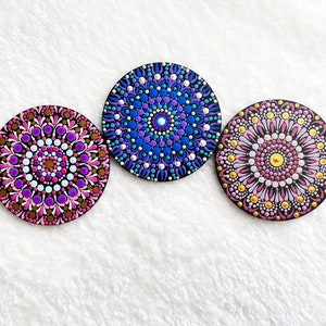 Hand Painted Coasters Dot Mandala Gifts for Her Cocktail Coasters Housewarming Gift Set Wooden Mandala Art Coasters Cocktail Coasters Custom