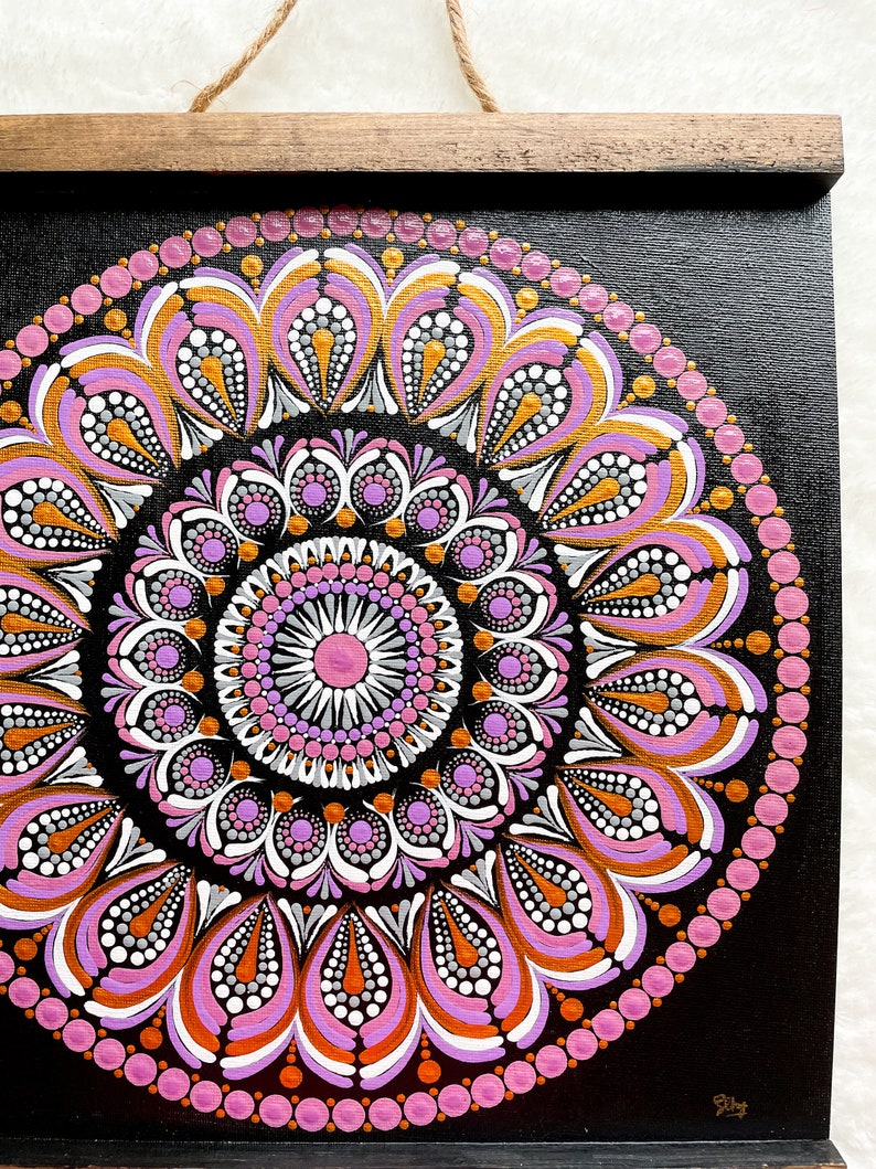 Original Dot Mandala Wall Art on Canvas Board Handpainted Home Decor