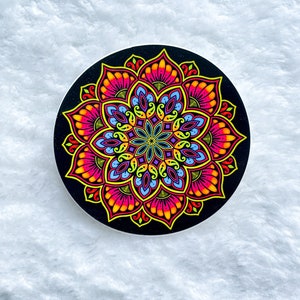 Glossy Mandala Stickers Colourful Mandala Art Decal Gifts for Him Waterproof Laptop Stickers Gifts for Her Water Bottle Stickers Coffee Mug