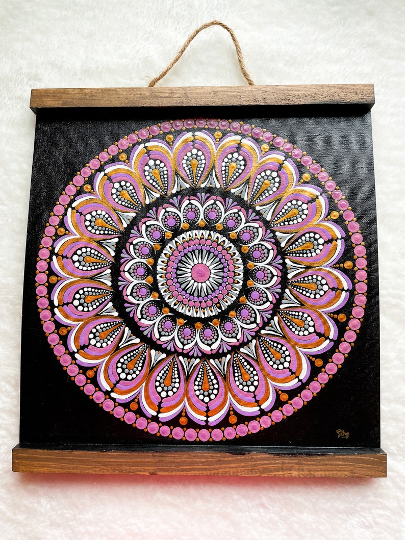 Original Dot Mandala Wall Art on Canvas Board Handpainted Home Decor