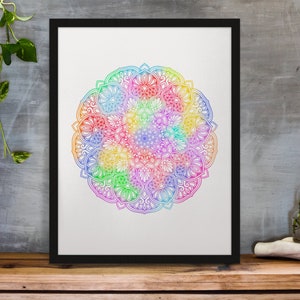Mandala Art Print Multicolour Sofortiger Download Wohnkultur druckbare Wandkunst Digital Schlafzimmer Boho Wandkunst Yoga Mandala Kunst Minimalistische Kunst