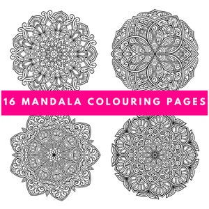 16 Mandala Colouring Pages Adult & Children Coloring Pages Beautiful Digital Download PDF Stress Relief Mandala Colouring Printable Mandala