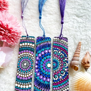 Wooden Bookmarks Set of 3 Hand Painted Mandala Bookmarks for Students ...