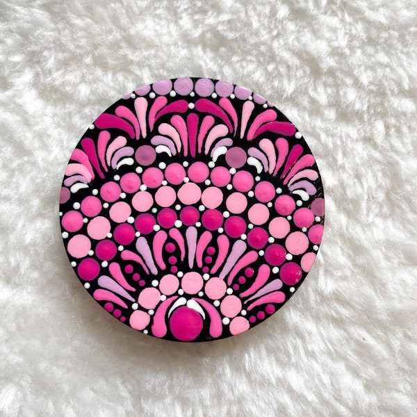 Pink Mandala Magnets Hand Painted Magnet Cute Wooden Magnet Dot Art Mandala Gifts Refrigerator Magnet Gifts for Her Home Decor Design Magnet