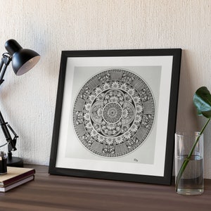 Hand drawn Mandala Art Print Black and White Home Decor Boho Printable Wall Art Bedroom Wall Art Living Room Minimalist Art Yoga Meditation