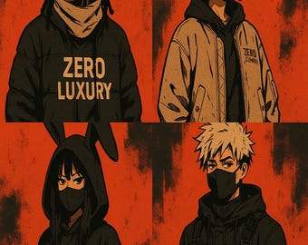 Pacchetto poster anime Zero Luxury • 40 stampe artistiche • Pacchetto download digitale manga retrò giapponese