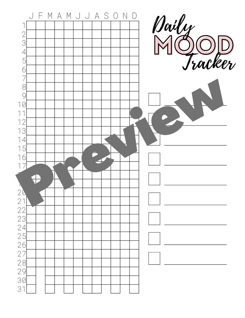 Monthly Bullet Journal Mood Tracker Spending Tracker Exercise Tracker ...