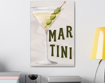 Dirty Martini Art Print | Bar Cart Decor Cocktail Poster | Party Signature Drink Sign | Trendy Wall | Martini Wall Art