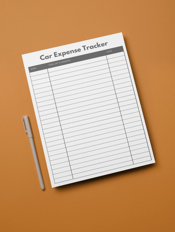 Car Expense Tracker Printable Instant Download Financial Etsy