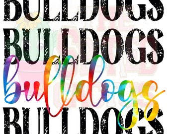 Bulldog mascotte tie-dye, png