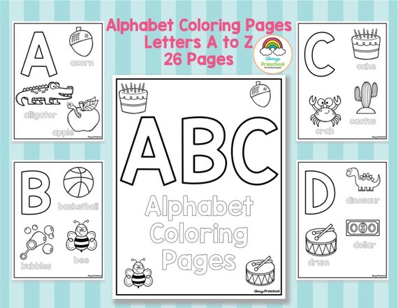 Alphabet Coloring Pages Coloring Book Printable for Kids 26 Etsy