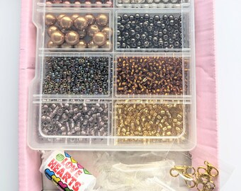 Kit de bijoux, faire soi-même ses colliers, kit de fabrication de bijoux, perles de rocaille, breloques, kit de perles de nacre, kit de fabrication de bracelets d'amitié, kit de perles,