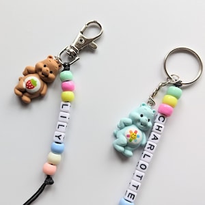 Portachiavi orsetto, portachiavi personalizzati orsetto del cuore, portachiavi originale, personalizzabile con un nome, ciondolo per borsa, portachiavi personalizzato, regalo di Natale