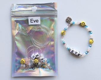 Personalised Bracelet Kit: DIY Beaded Name Bracelet, Craft Gift