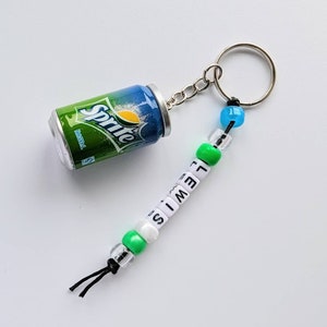 Fizzy drink can keyring, pop keyring, soda drink, novelty keyring, personalise with a name, bag charm, personalised keyring Sprite Keychain