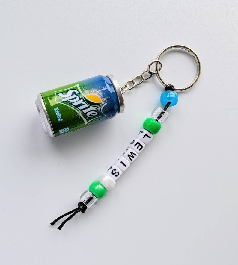 Fizzy drink can keyring, pop keyring, soda drink, novelty keyring, personalise with a name, bag charm, personalised keyring Sprite Keychain