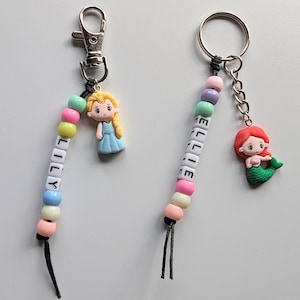 Sleutelhanger prinses, zeemeermincadeau, gepersonaliseerde sleutelhanger, nieuwigheid tasbedel, personaliseren met naam, tasbedel, sleutelhanger naam feesttasje gunst
