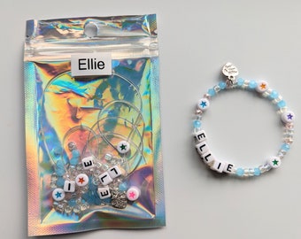 Name bracelet kit, Craft Kit, make your own bracelet kit, party bag favour, craft kit, birthday gift idea, personalised, bead kit