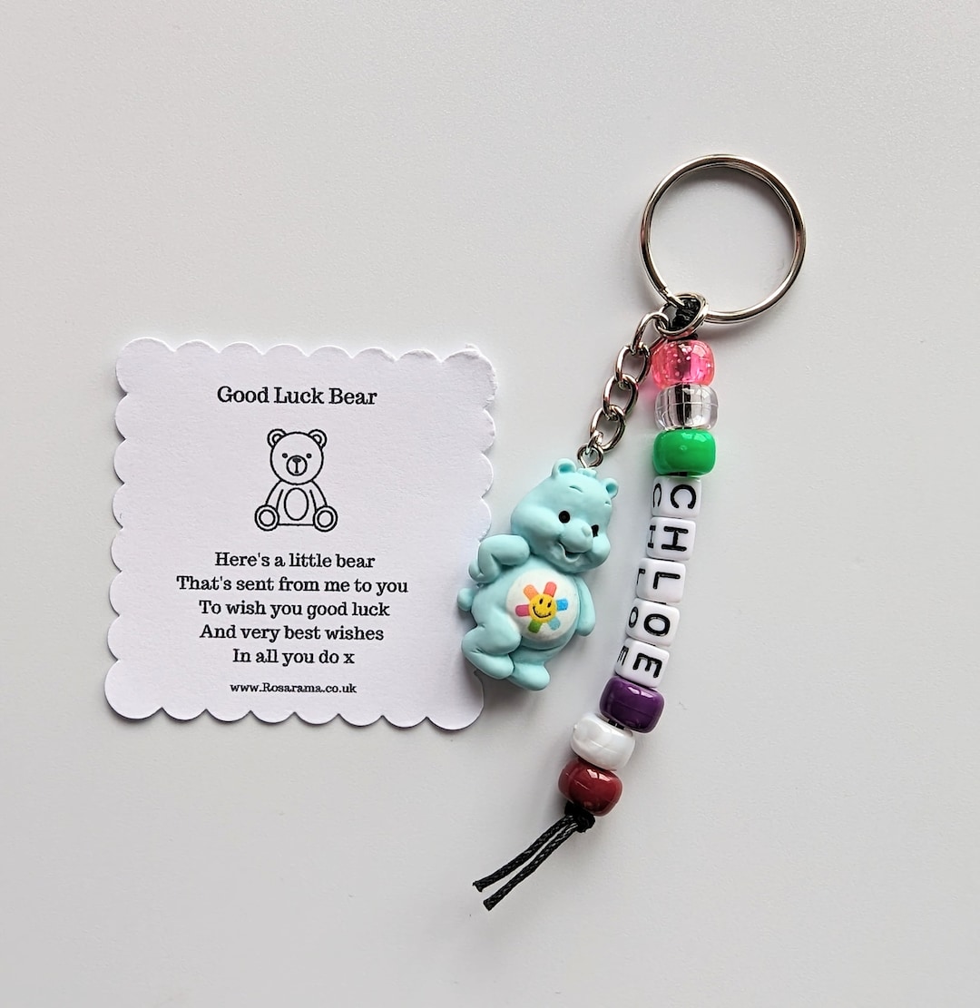 Good Luck Gift, Teddy Bear Keyring, Gift for a Friend Keyring, Good ...