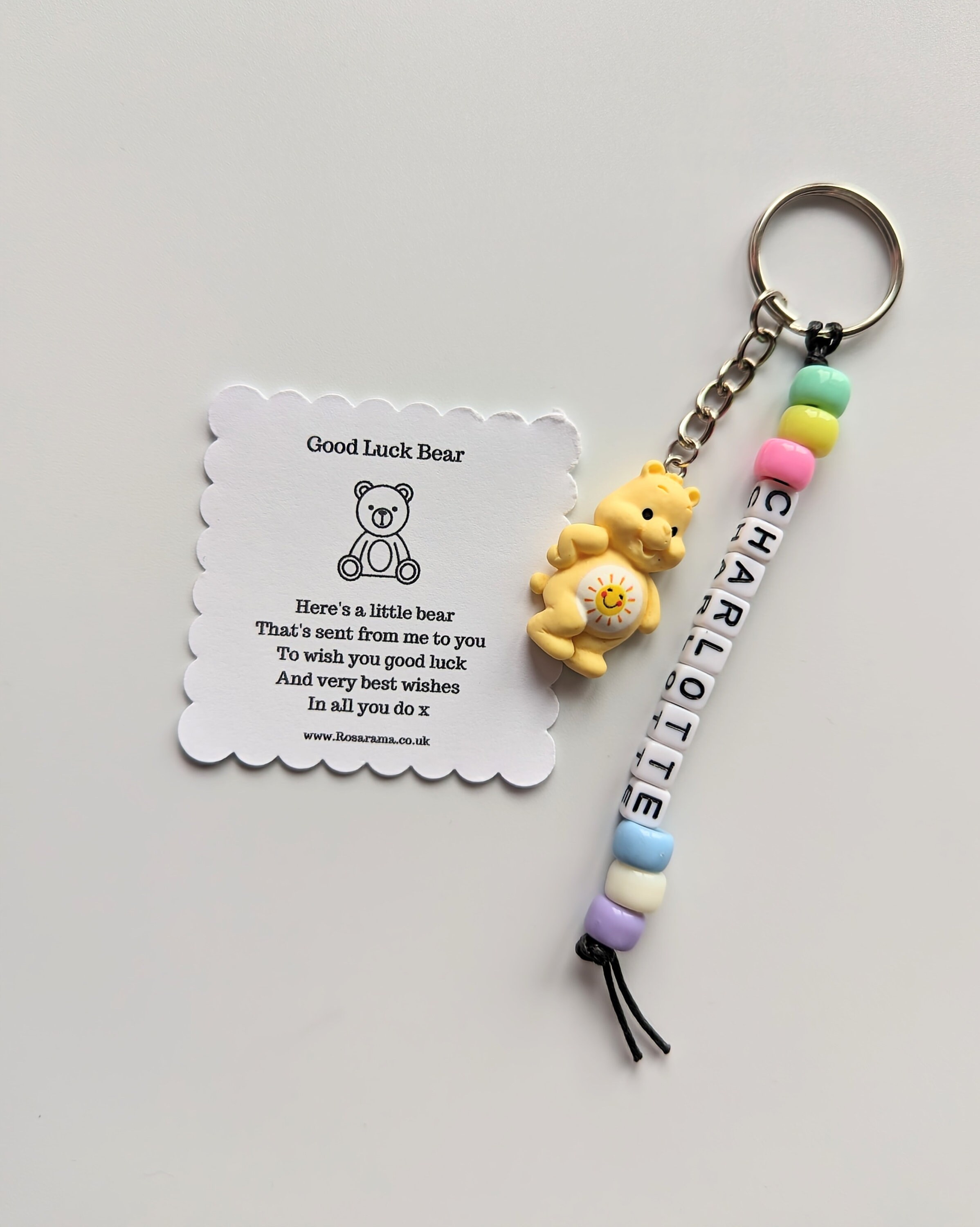 Good Luck Gift, Teddy Bear Keyring, Gift for a Friend Keyring, Good ...