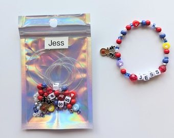 Christmas kit, Make your own bracelet, personalised, party bag favours, gift for a child, craft kit, birthday gift, stocking filler