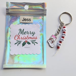 Christmas keyring, Christmas gift, novelty keyring, personalise with a name, personalised keyring, personalised gift, Stocking filler