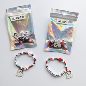 Christmas bracelet kit, Make your own bracelet, personalised, party bag favours, craft kit, birthday gift, stocking filler