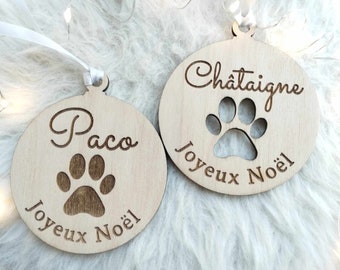 Personalisierte gravierte Holztier-Weihnachtskugel