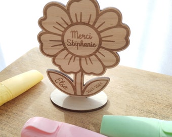 Fleur à poser personnalisé, merci super maîtresse, cadeau atsem, merci nounou, cadeau fin année scolaire maîtresse, idée cadeau maître