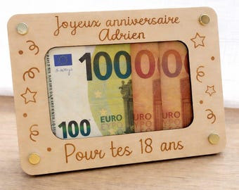 Carte en bois  pour offrir de l'argent / carte en bois billets anniversaire
