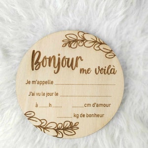 Carte en bois de naissance à remplir . Carte étape en bois personnalisée à remplir pour la naissance de bébé